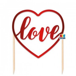CAKE TOPPER ITALIC 16x20cm LOVE