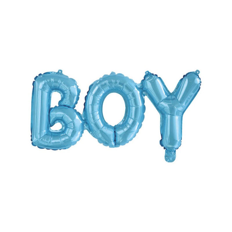 PALLONCINO MYLAR SCRITTA AD ARIA BOY CELESTE H.83cm