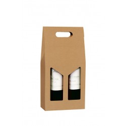 SCATOLA PORTA 2 BOTTIGLIE C/MAN. E FIN. AVANA 18x9x38cm