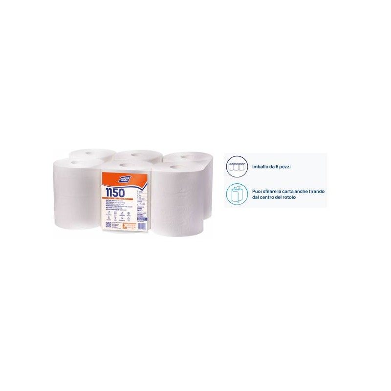 BOBINA CARTA PAPER WALL 1150 PURA CELLULOSA 2V 130mt 6pz