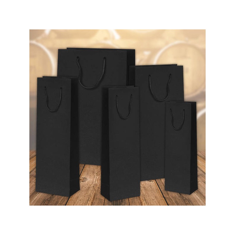 SHOPPER KRAFT NERO 2 BOTTIGLIE C/DIV. 18x9x39cm