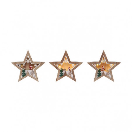 STELLE DI LEGNO C/VILLAGGIO E LED ø27cm ass.ti 1pz