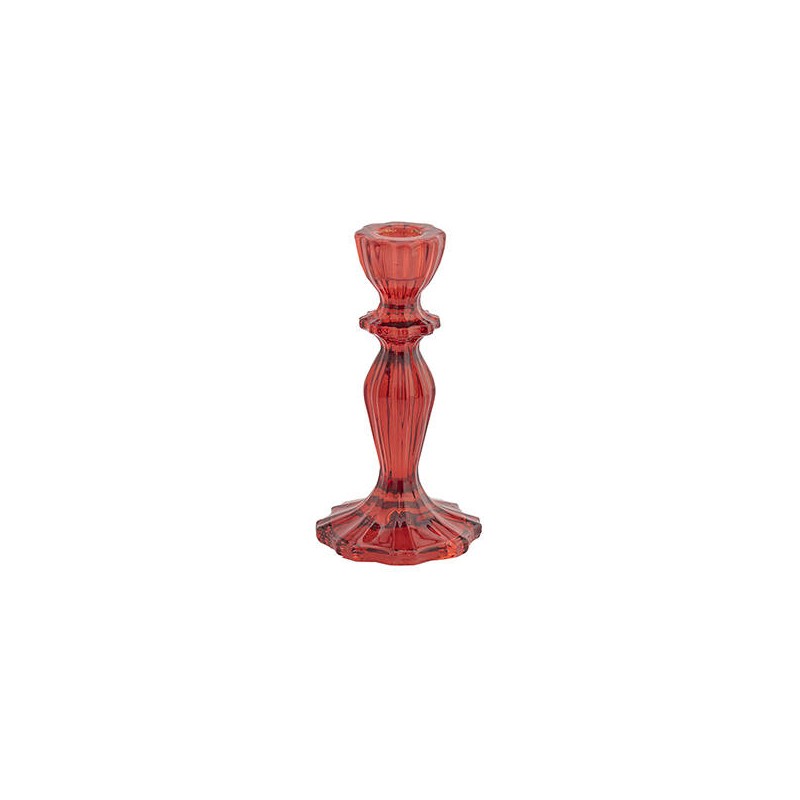 CANDELABRO IN VETRO ø8cm H.15,3cm ROSSO