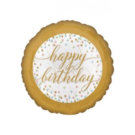 PALLONE MYLAR TONDO 17 42cm HAPPY BDAY CONFETTI