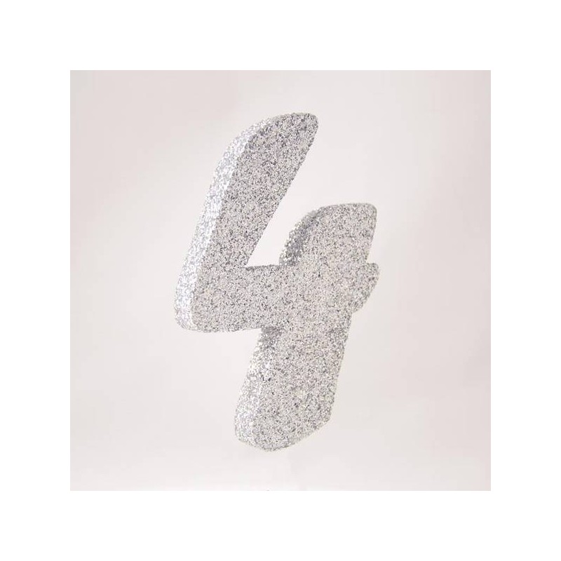 NUMERO POLISTIROLO GLITTER mm120x90 4 ARGENTO