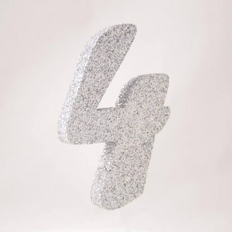 NUMERO POLISTIROLO GLITTER mm120x90 4 ARGENTO