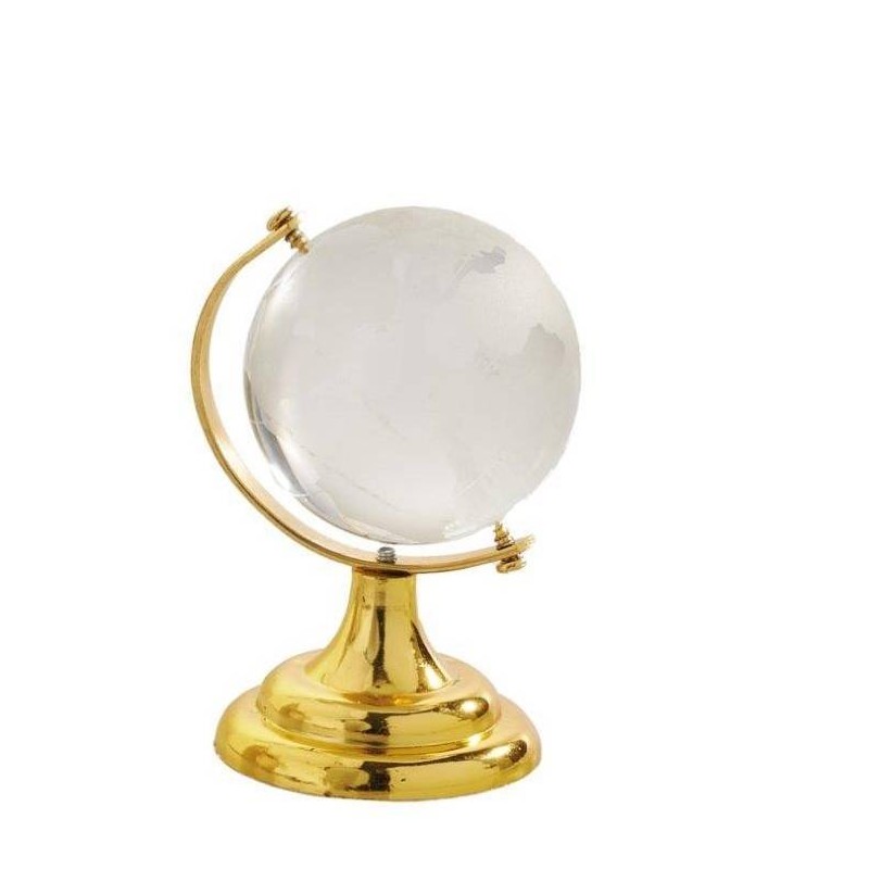 MAPPAMONDO VETRO PC ORO H.8cm