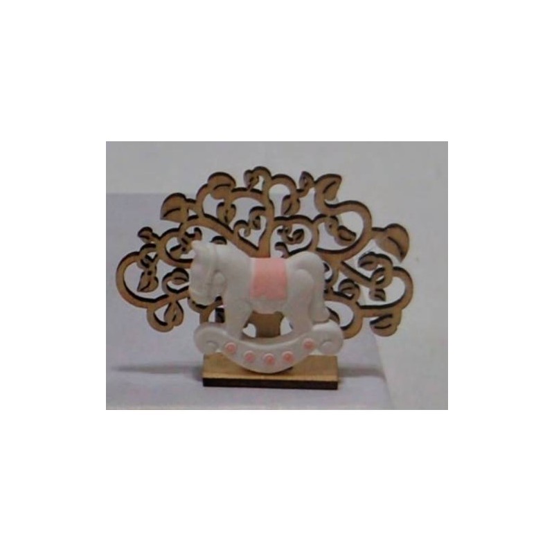 BOMBONIERA ALBERO VITA C/CAVALLO ROSA 12pz