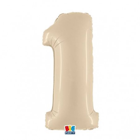 PALLONE NUMERO 1 MYLAR 102cm 40 CREMA