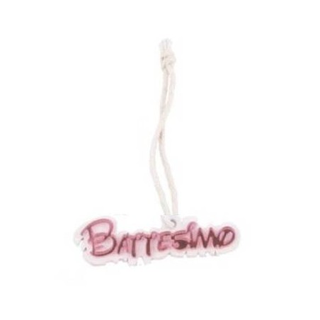 SCRITTA PLEXI BATTESIMO BIMBA C/CORDA H.5cm 24pz ROSA