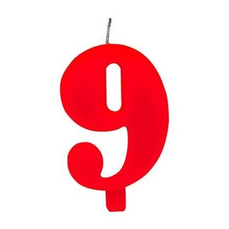 CANDELINA NUMERO 9 SCINTILLANTE  ROSSA 9,5cm