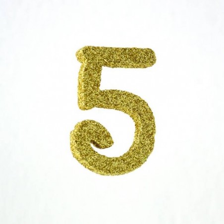 NUMERO POLISTIROLO FANTASY GLITTER ORO 7cm 5