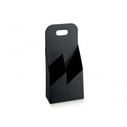 CESTELLO 2 BOTTIGLIE 15x7,5x30cm KRAFT NERO 5pz