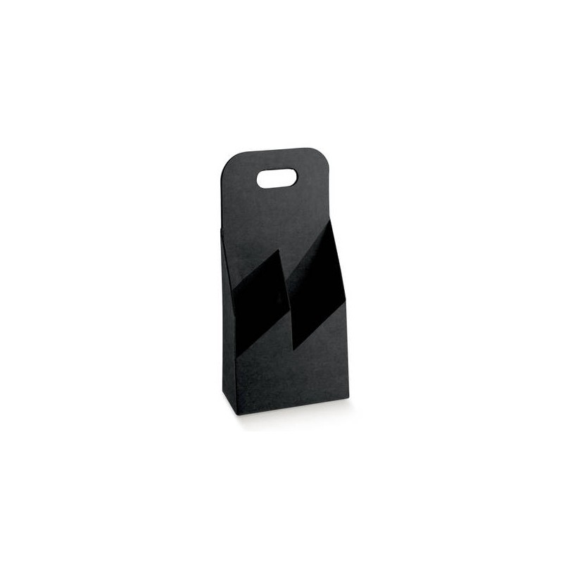 CESTELLO 2 BOTTIGLIE 15x7,5x30cm KRAFT NERO 5pz