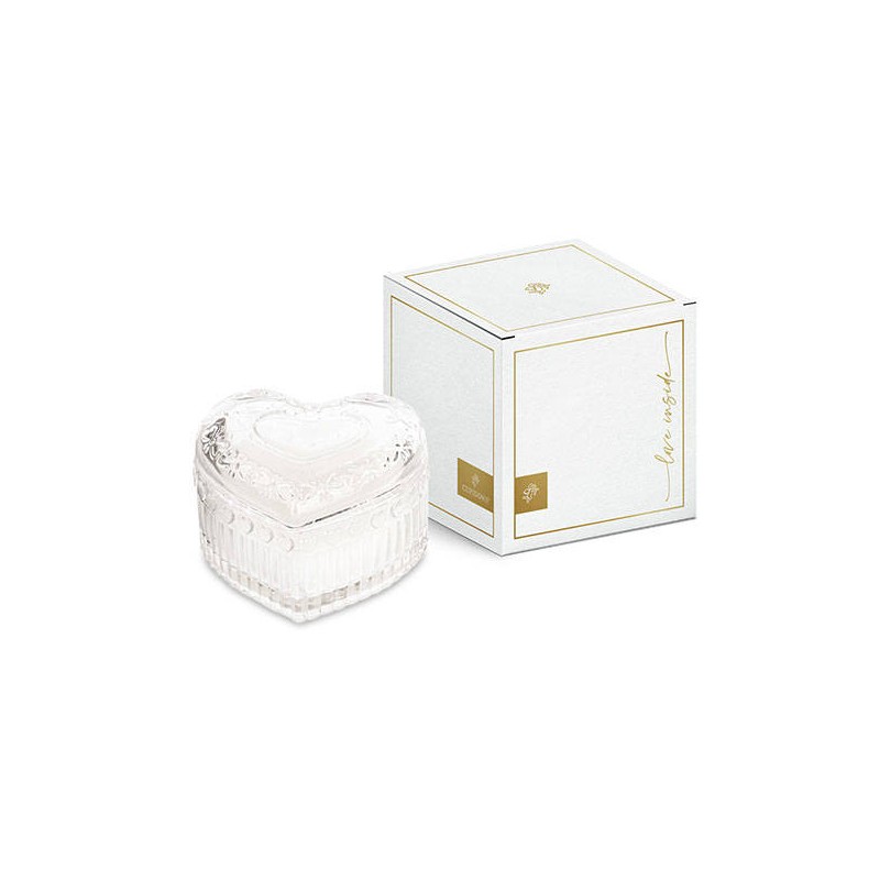 CANDELA PROFUMATA CUORE VETRO TRASPARENTE