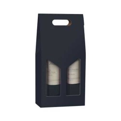 SCATOLA 2 BOTTIGLIE C/MAN. E FIN. 18x9x38cm NERO LISCIA