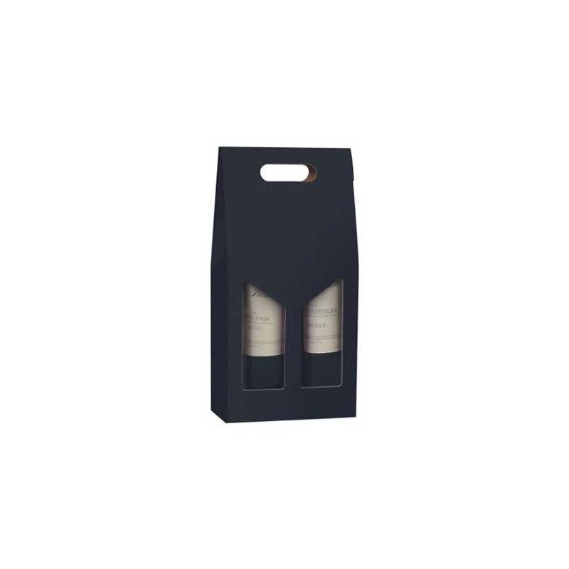 SCATOLA 2 BOTTIGLIE C/MAN. E FIN. 18x9x38cm NERO LISCIA