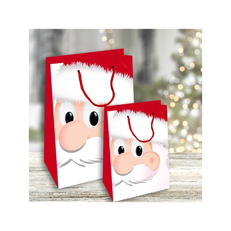 SHOPPER IN CARTA PLASTIFICATA OPACA 18x11x23cm BABBO NATALE