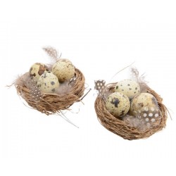 BOX NIDO C/UOVA DI QUAGLIA E PIUME 8x8x1cm 2pz