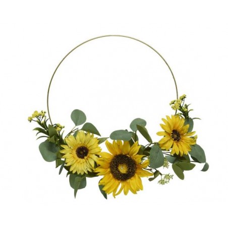 CERCHIO METALLO CON GIRASOLI E FOGLIE ø40cm