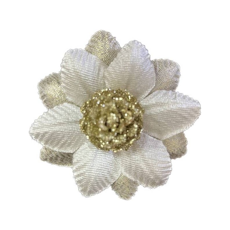 FIORE STELLA CON PIGNA ORO ø8cm CREMA 3pz