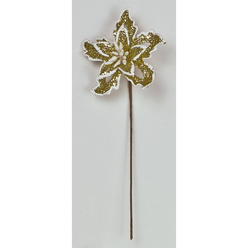 STELLA DI NATALE C/GLITTER ORO ø5cm 12pz