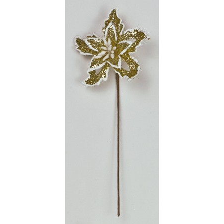 STELLA DI NATALE C/GLITTER ORO ø5cm 12pz