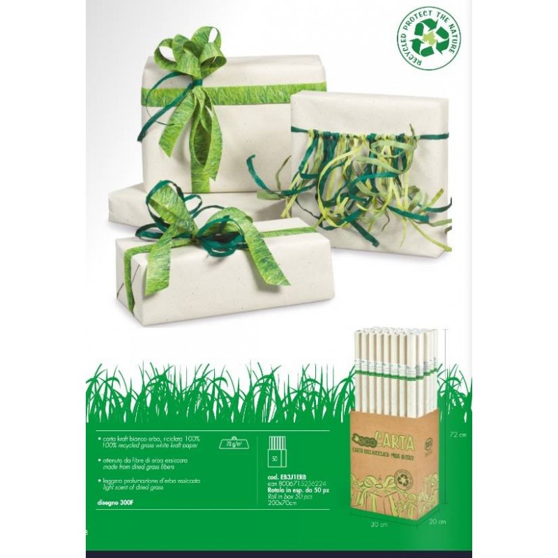 CARTA REGALO ROTOLO ERBA NEUTRA 0,7x2mt REX 1pz