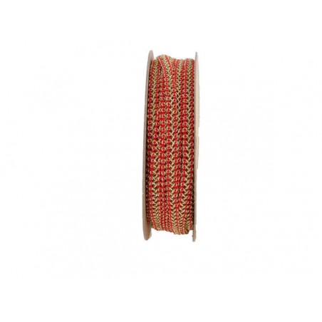 NASTRO CORDINO BRUGGE INTRECCIATO ORO ROSSO mm5x15mt