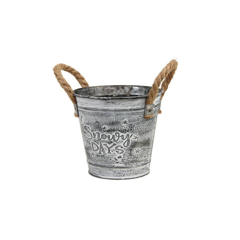 SECCHIELLO TONDO LATTA MANICI IN CORDA Ø13x12cm