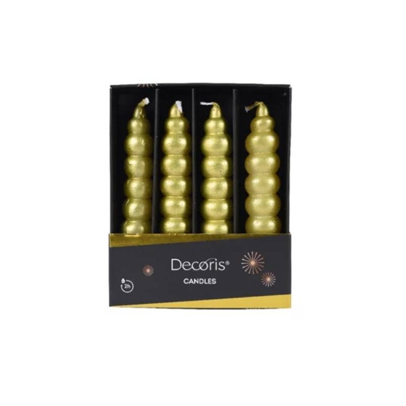 CANDELA GLITTER ONDA ORO Ø2,2cmxh11cm 4pz