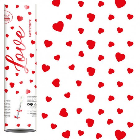 CANNONE SPARACORIANDOLI CUORI ROSSI IN CARTA 20cm