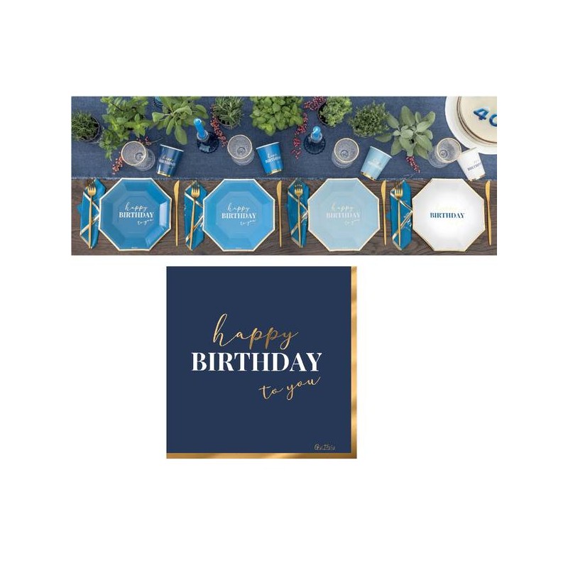 TOVAGLIOLI 33x33 cm HAPPY BIRTHDAY TO YOU BLU 16pz