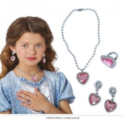 SET COLLANA, ANELLO E ORECCHINI CUORE ROSA