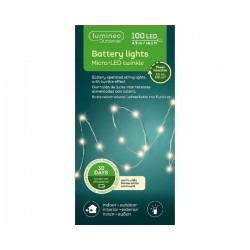 MICRO LED STRINGLIGHT 8 FUNZIONI TWINKLE 4,95mt - FILO ARGENTO LUCE CALDA ESTERNO