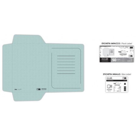 CARTELLA PORTADOCUMENTI ECO 3 LEMBI 245x330mm 180gr VINTAGE AZZURRO FSC 50pz