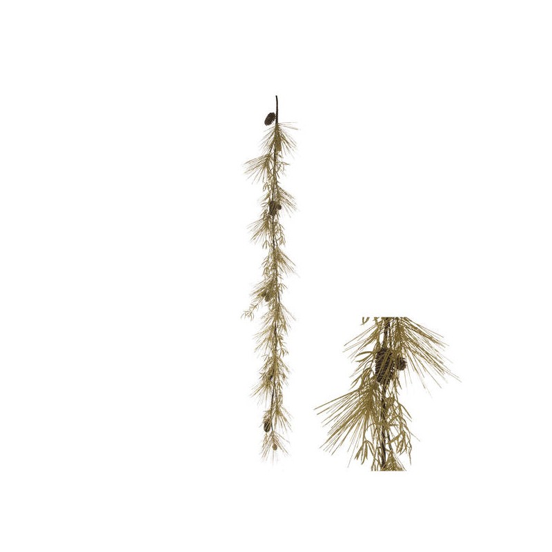 GHIRLANDA GLITTER ORO CON PIGNE 183cm