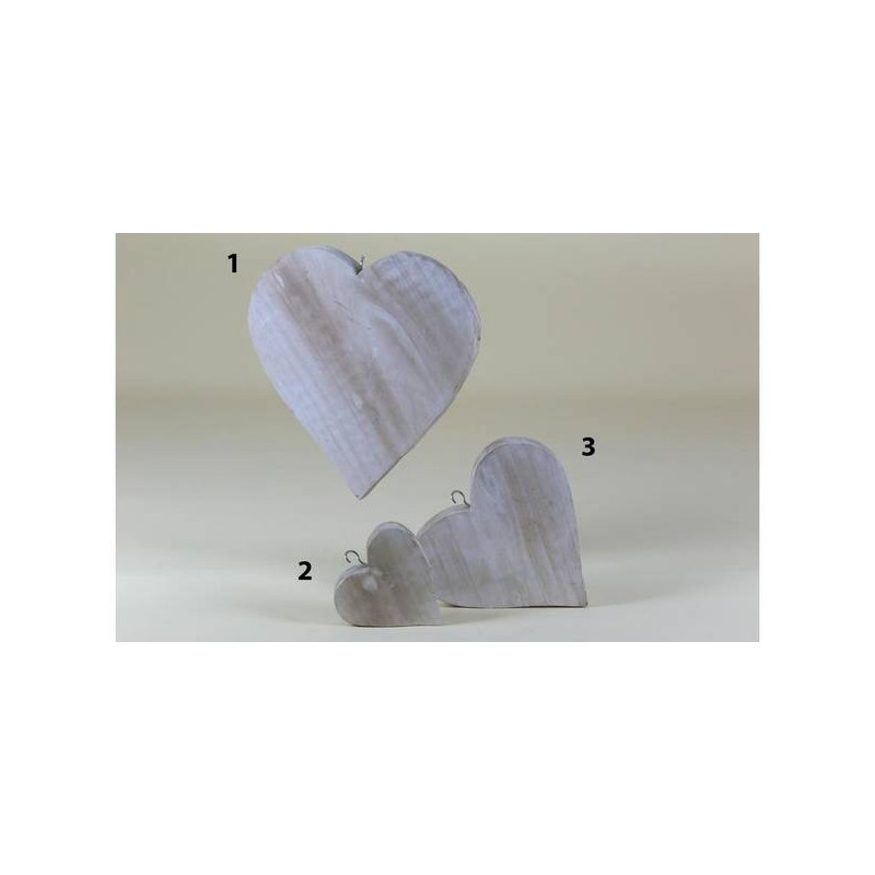 CUORE LEGNO CON SUPPORTO 14x12cm