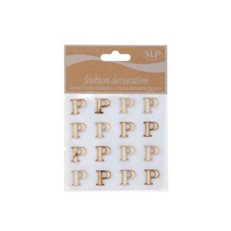 LETTERE 'P' IN LEGNO 10x10cm 16pz