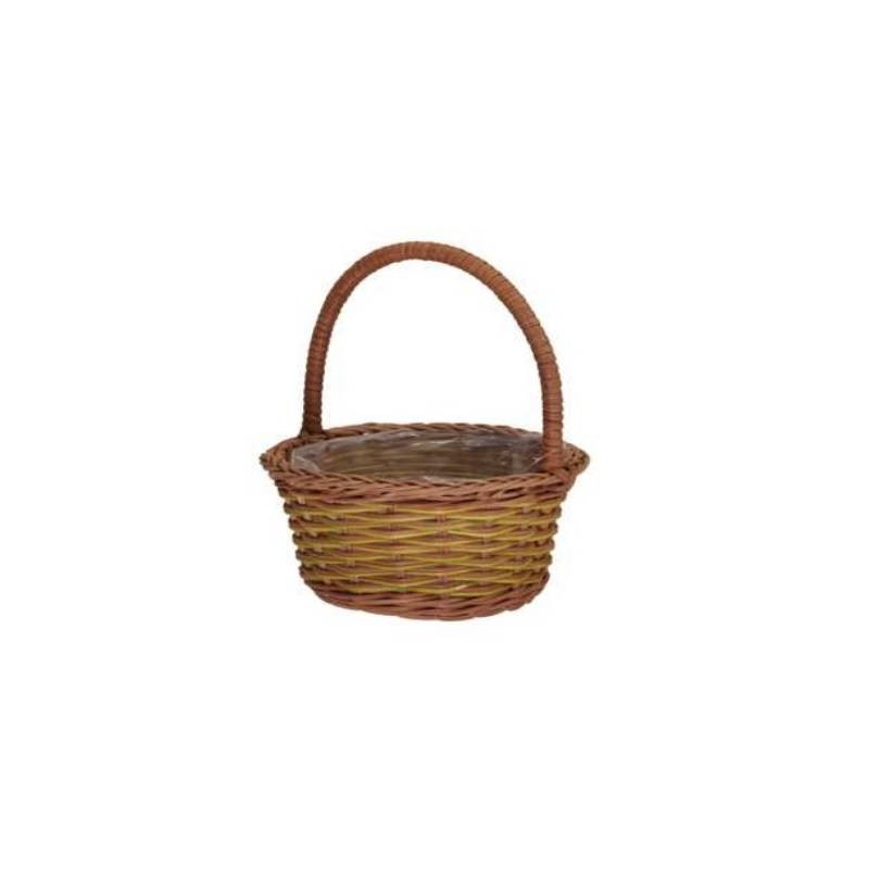 CESTO RATTAN LIME CON MANICO ALTO Ø16xh18cm