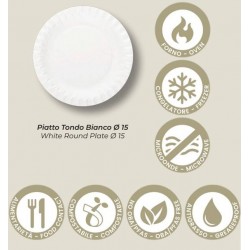 PIATTO TONDO BIANCO CARTONCINO ø15 50pz STREET FOOD