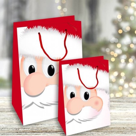 SHOPPER IN CARTA PLASTIFICATA OPACA 33x10x45cm BABBO NATALE