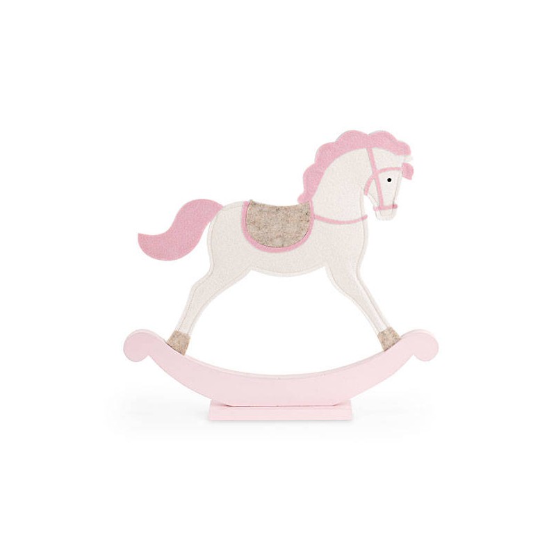 CAVALLO DONDOLO ROSA FELTRO 44x40cm