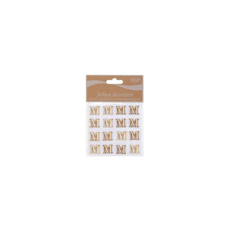 LETTERE 'M' IN LEGNO 10x10cm 16pz