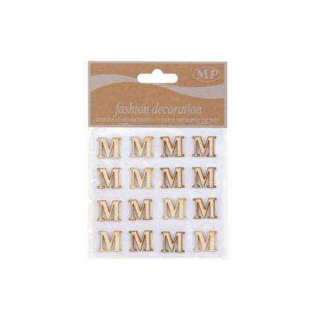 LETTERE 'M' IN LEGNO 10x10cm 16pz