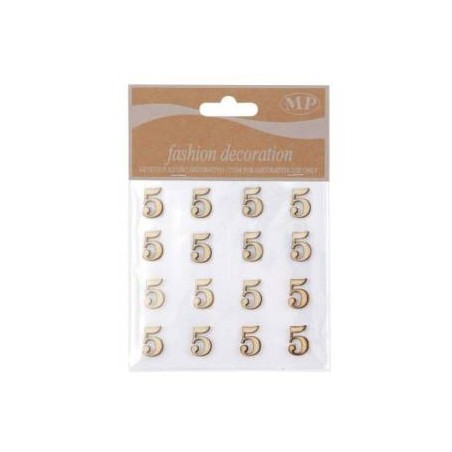 NUMERI 5 IN LEGNO 10x10cm 16pz