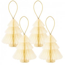 ALBERI IN CARTA h10cm AVORIO BORDO ORO 4pz