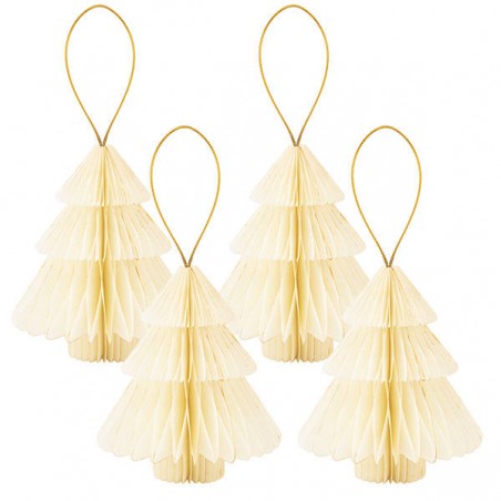 ALBERI IN CARTA h10cm AVORIO BORDO ORO 4pz