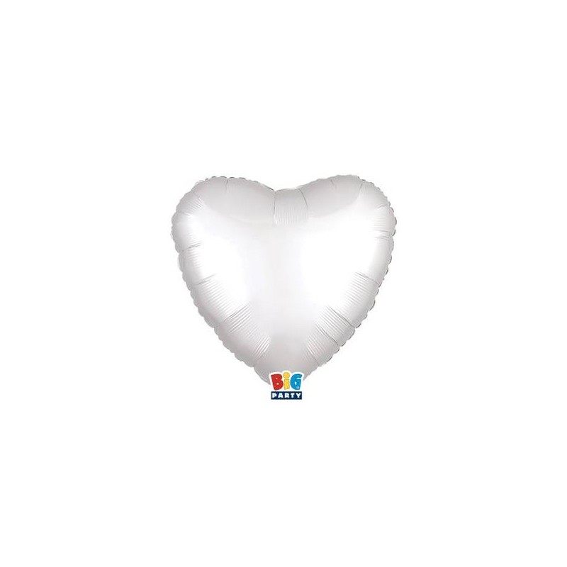 PALLONE MYLAR CUORE 25cm BIANCO SATIN 5 PEZZI ***AD ARIA***