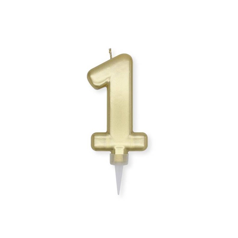 CANDELINA NUMERO 1 PLUMP ORO METAL 10cm